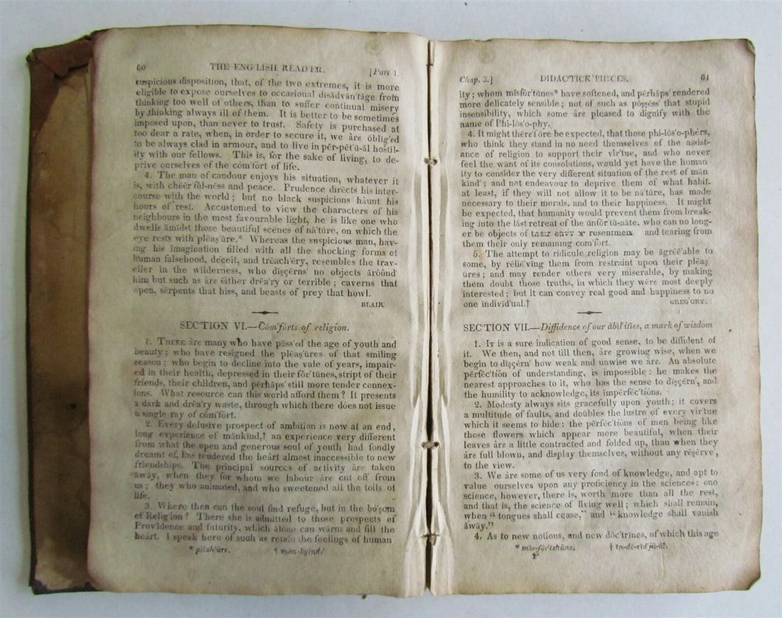 1824 ENGLISH READER PIECES of PROSE & POETRY BY MURRAY & ALGER BALTIMORE antique - 5