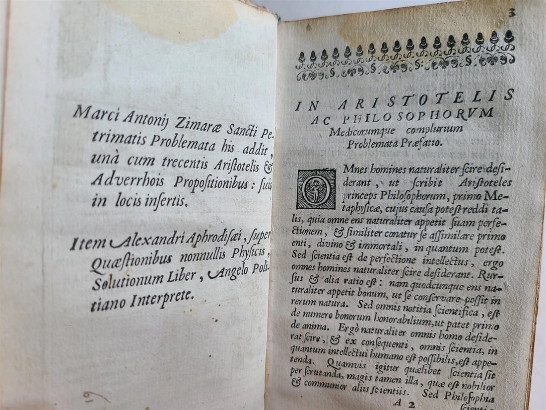 1643 ARISTOTLE Aliorumque problemata ANTIQUE vellum binding - 4