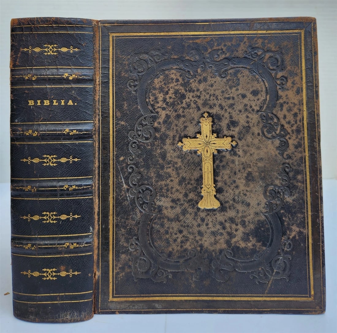 1854 BIBLE in LATVIAN antique PRINTED IN RIGA FOLIO - 2