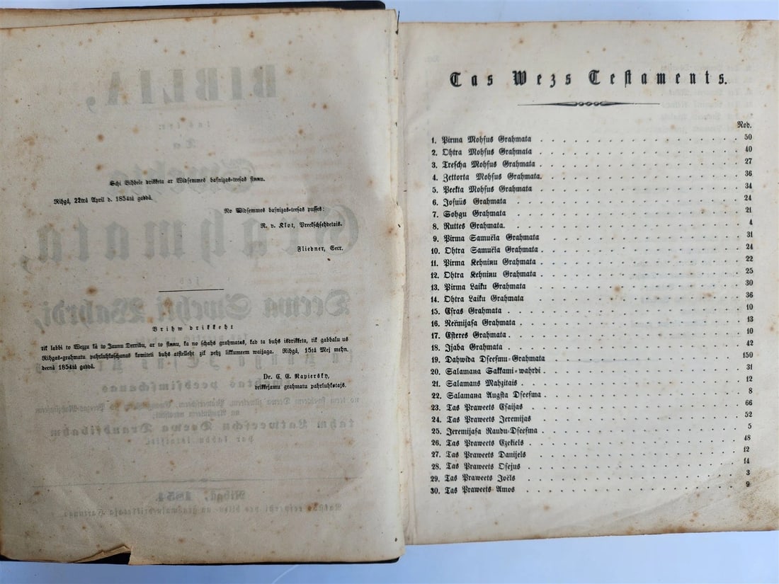 1854 BIBLE in LATVIAN antique PRINTED IN RIGA FOLIO - 5