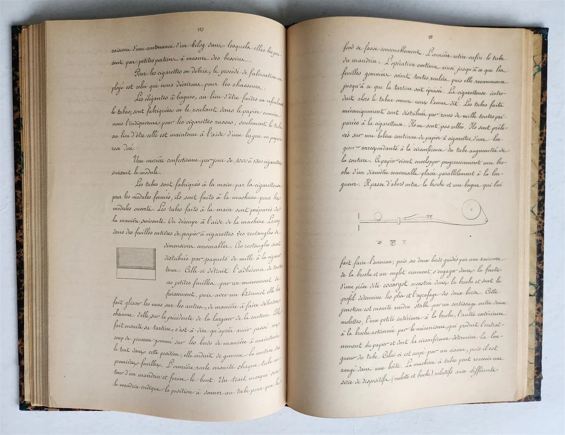 1893 TOBACCO FABRICATION COURSE antique FRENCH MANUSCRIPT COLLOTYPE illustrated - 14