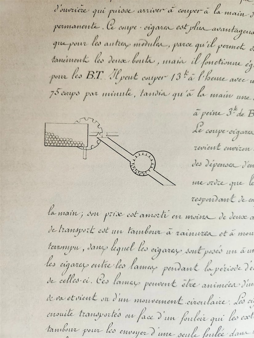 1893 TOBACCO FABRICATION COURSE antique FRENCH MANUSCRIPT COLLOTYPE illustrated - 18