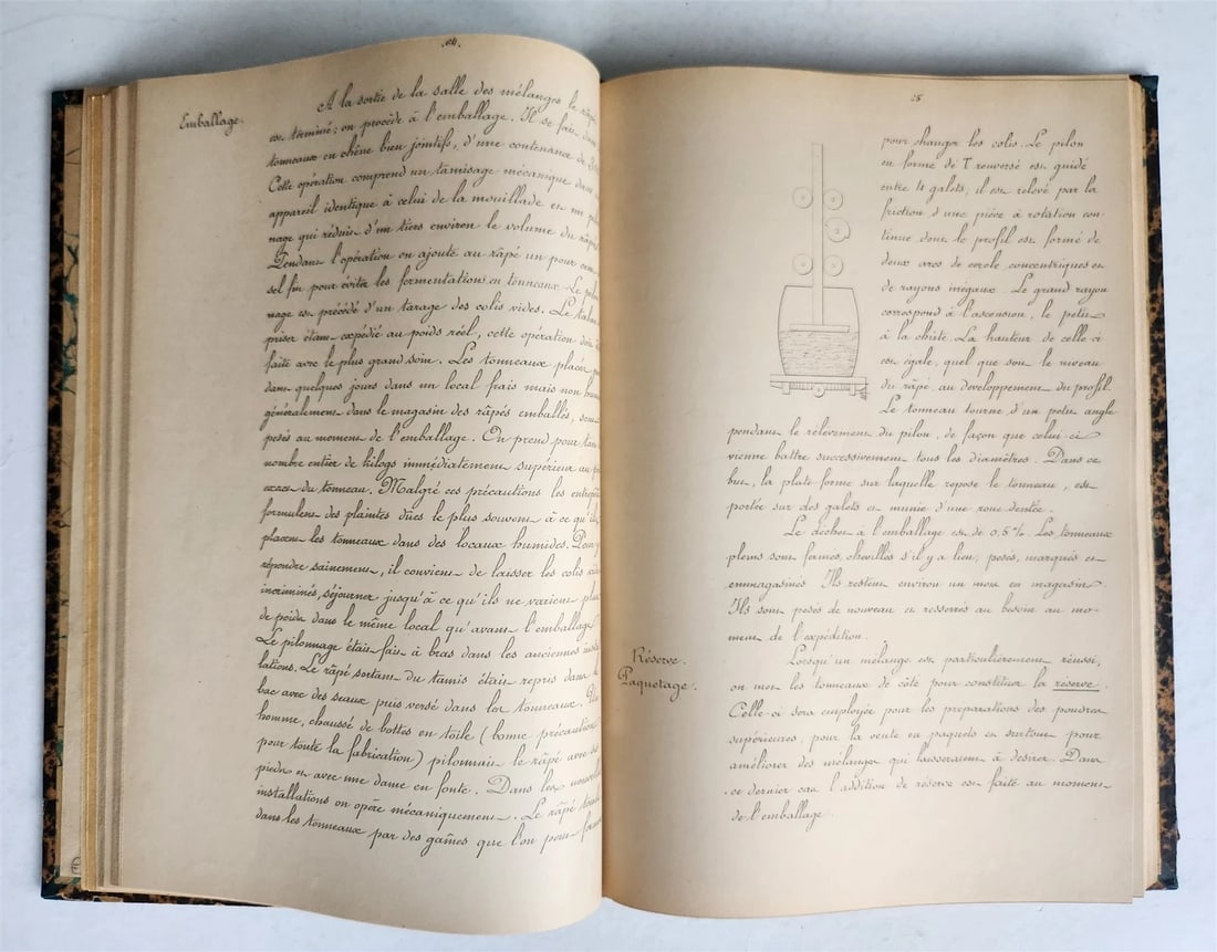 1893 TOBACCO FABRICATION COURSE antique FRENCH MANUSCRIPT COLLOTYPE illustrated - 6