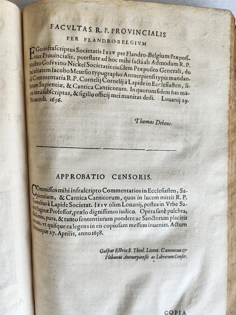 1657 Commentarii in ecclesiasten by CORNELIO LAPIDE antique PIGSKIN FOLIO - 14