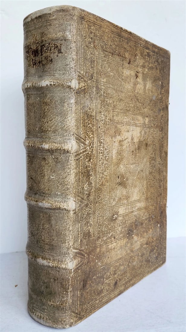 1710 DEPICTION of LUCIFER BATTLING w/ CHRISTIAN ARMY antique PIGSKIN BOUND FOLIO (1 of 20)