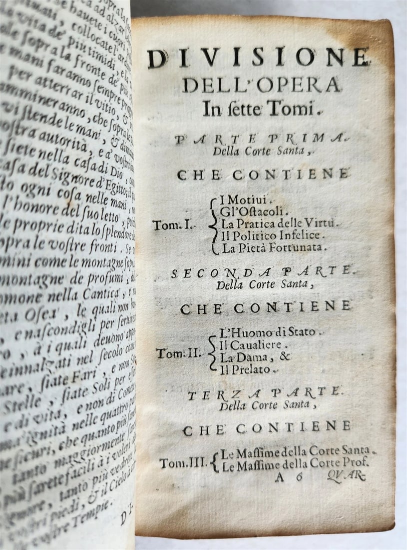 1691 LA CORTE SANTA by NICOLO CAUSINO antique VELLUM BOUND - 7