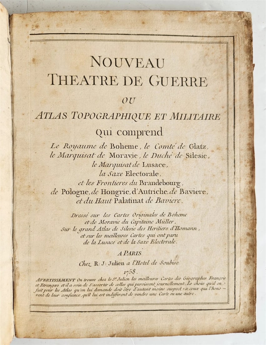 1758 46 MAPS NOUVEAU THEATRE DE GUERRE ATLAS TOPOGRAPHIQUE ET MILITAIRE antique - 2
