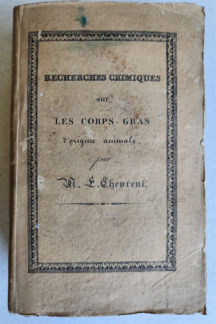 1823 CHEMISTRY Recherches chimiques sur les corps gras d'origine animale SIGNED!: Title: 1823 CHEMISTRY Recherches chimiques sur les corps gras d'origine animale SIGNED! Description: Recherches chimiques sur les corps gras d'origine animale. Paris, Levrault; 1823 With 1 copper