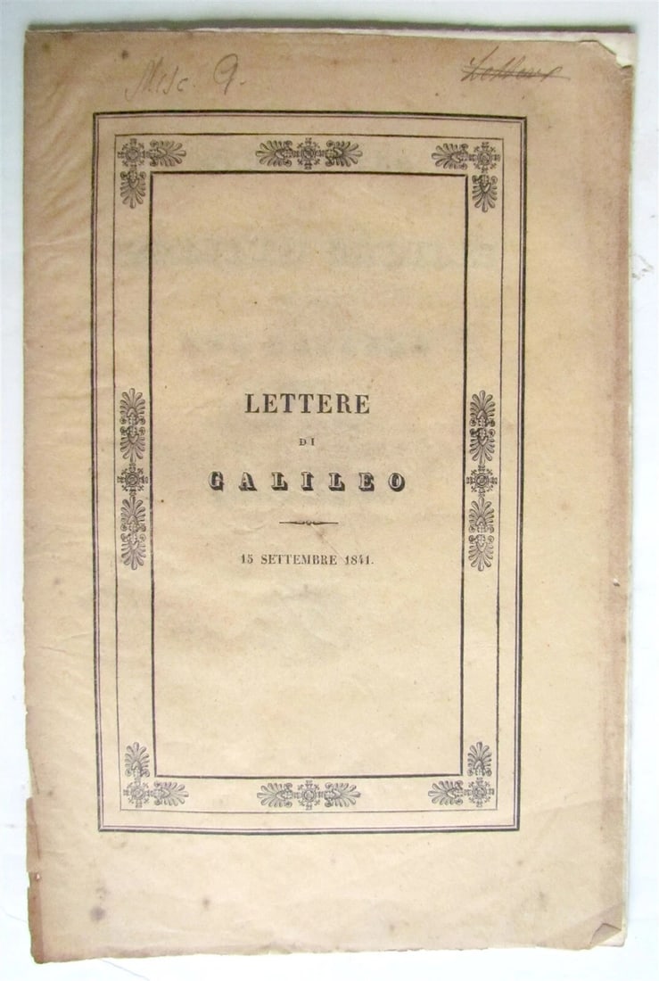 1841 DUE LETTERE DI GALILEO GALLILEI ED UNA DEL KEPLERO antique BOOKLET (1 of 5)