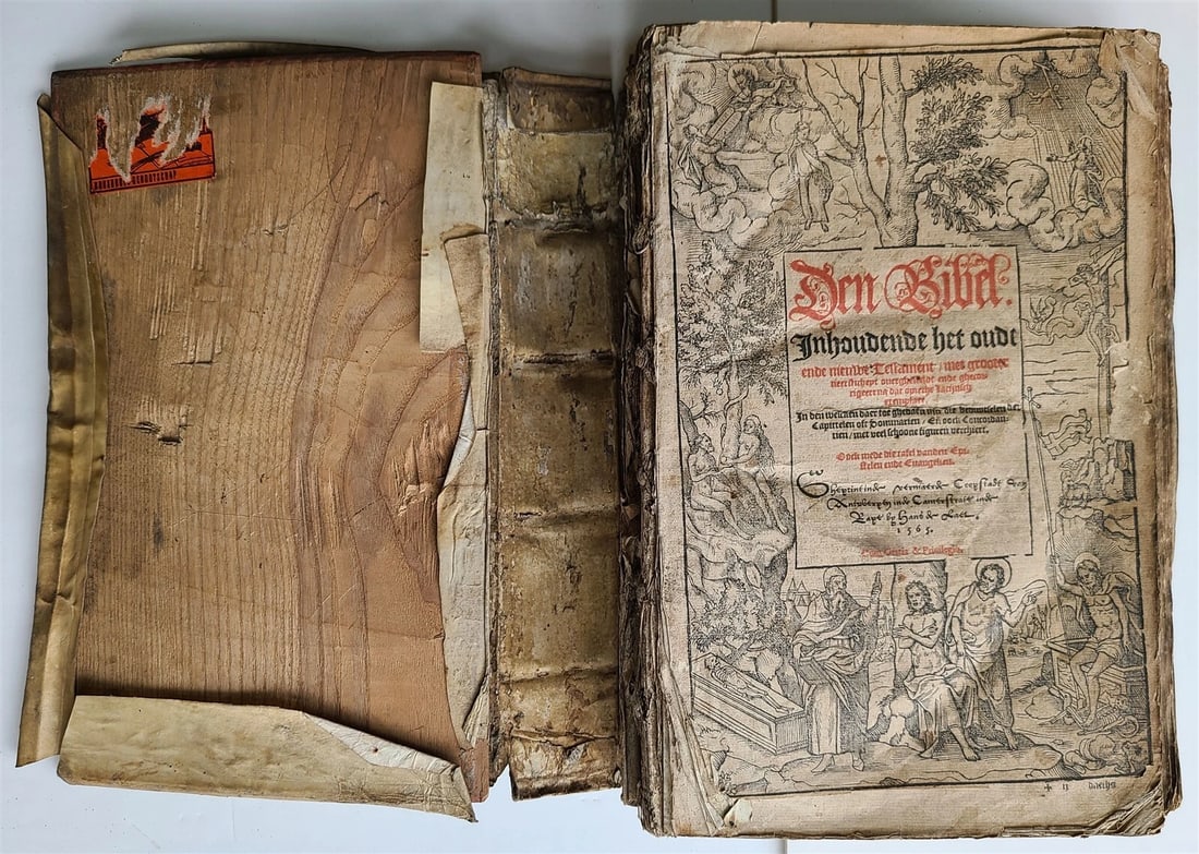 1565 BIBLE in DUTCH ILLUSTRATED 16th CENTURY antique FOLIO VELLUM BOUND rare - 2