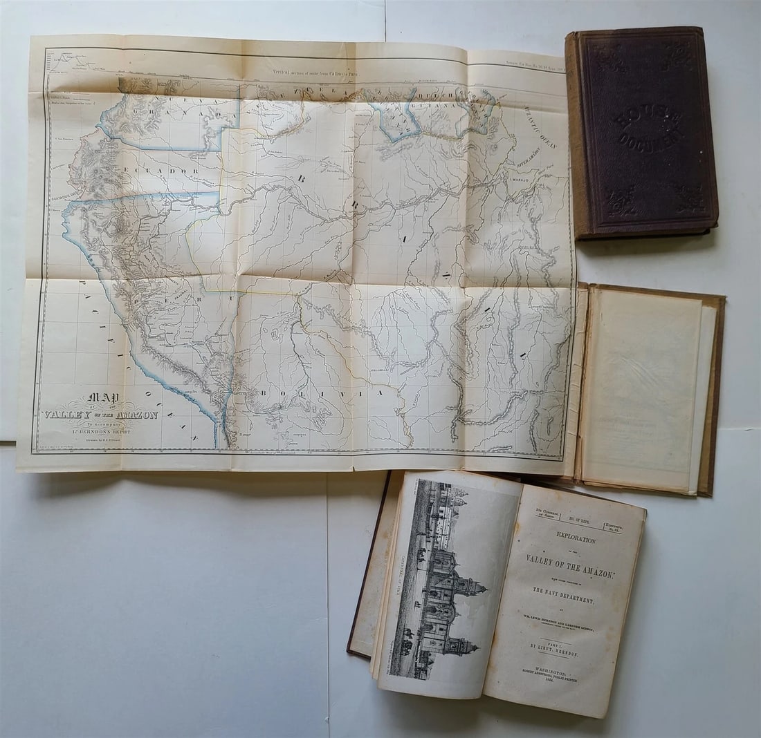 1854 EXPLORATION of VALLEY of AMAZON by NAVY DEPARTMENT antique 3 VOLUMES w/MAPS (1 of 20)