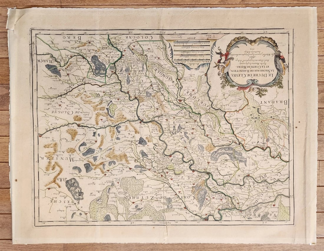 1702 FRANCE LE DUCHE de CLEVES antique MAP by Hubert Jaillot (1 of 7)