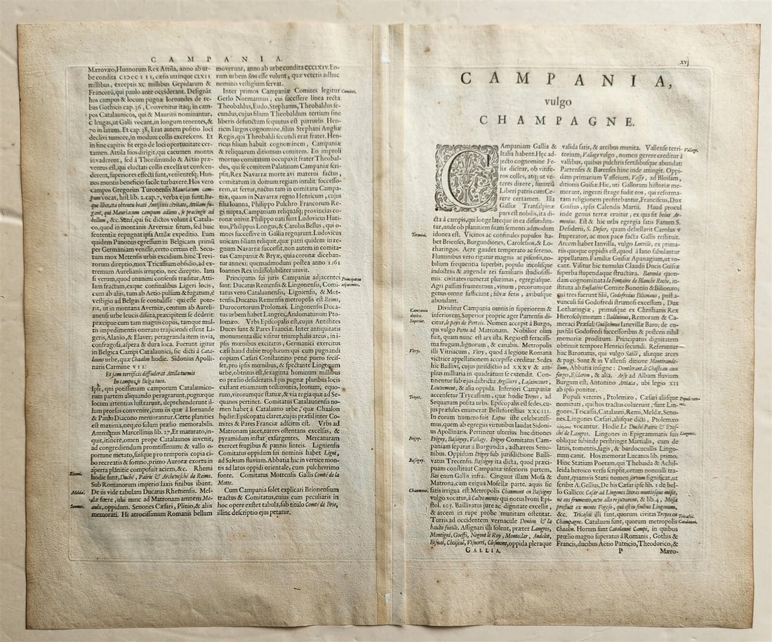 1640 MAP of FRANCE CHAMPAGNE by WILLEM BLAEU antique AUTHENTIC hand colored - 5