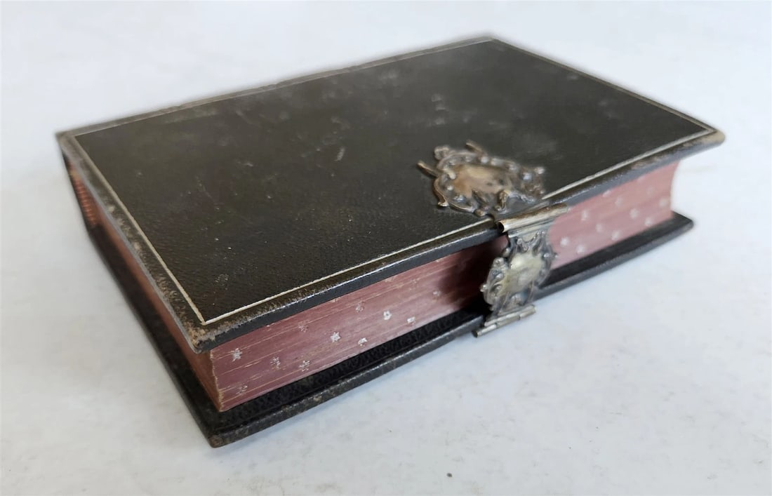 1886 GERMAN HYMNAL BOOK w/ SILVER CLASP antique (1 of 13)