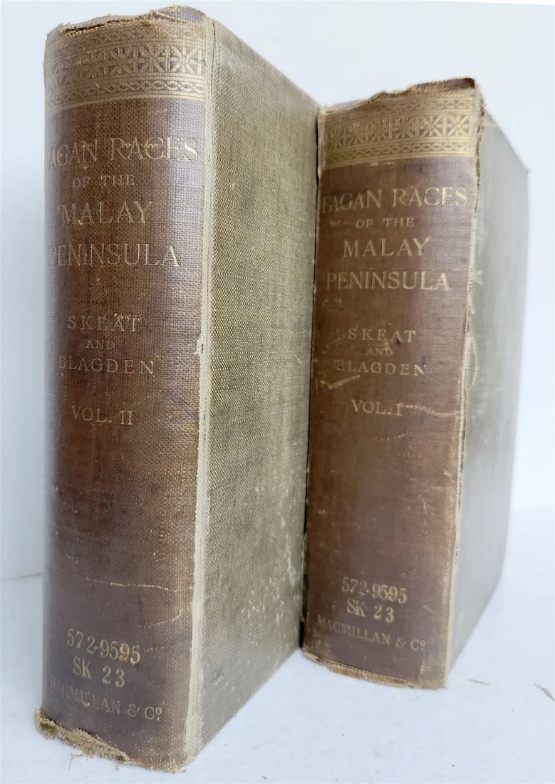 1906 PAGAN RACES of MALAY PENINSULA 2 VOLUMES antique ILLUSTRATED (1 of 20)