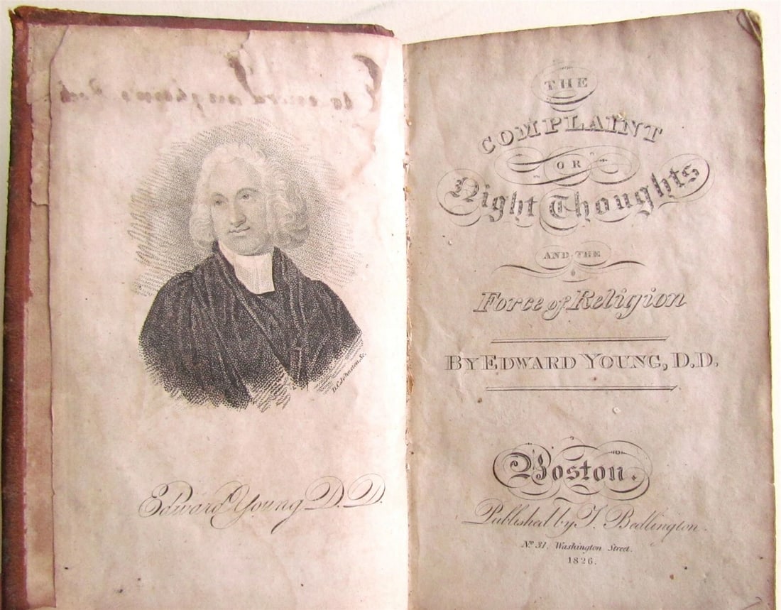 1826 COMPLAINT or NIGHT THOUGTHS & FORCE of RELIGION by E.YOUNG AMERICANA BOSTON - 4