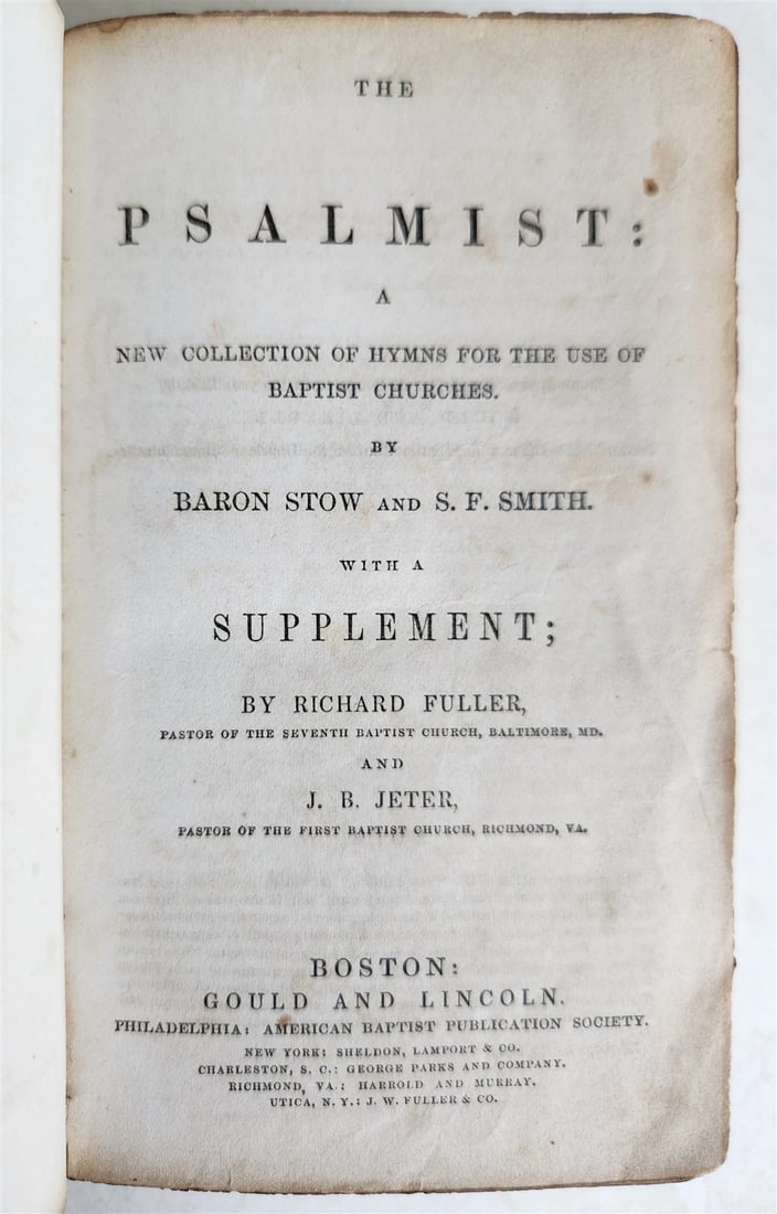 1854 THE PSALMIST collection of hymns for Baptist Churches antique AMERICANA - 6
