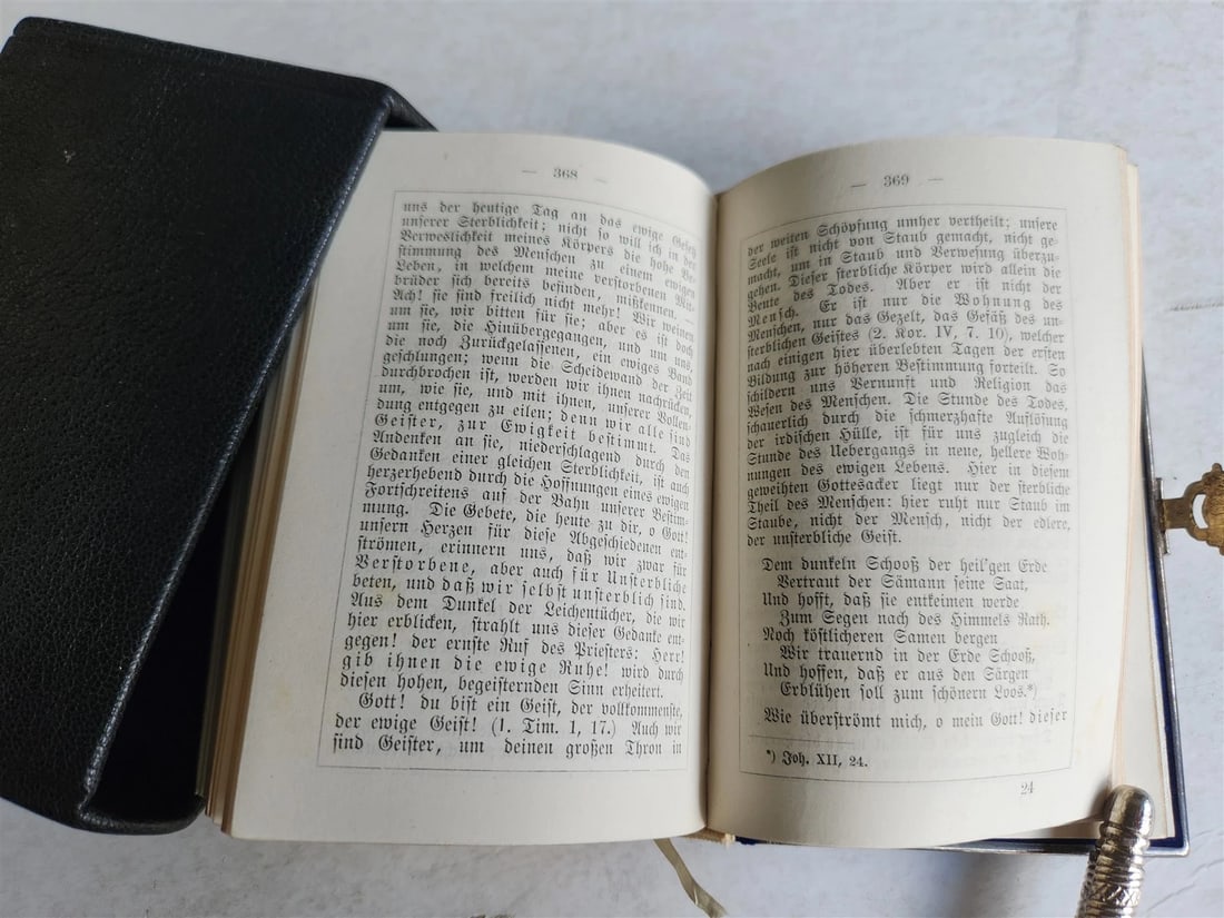 1876 PRAYER BOOK in GERMAN antique VELVET w/ SILVER EDGES BINDING - 10