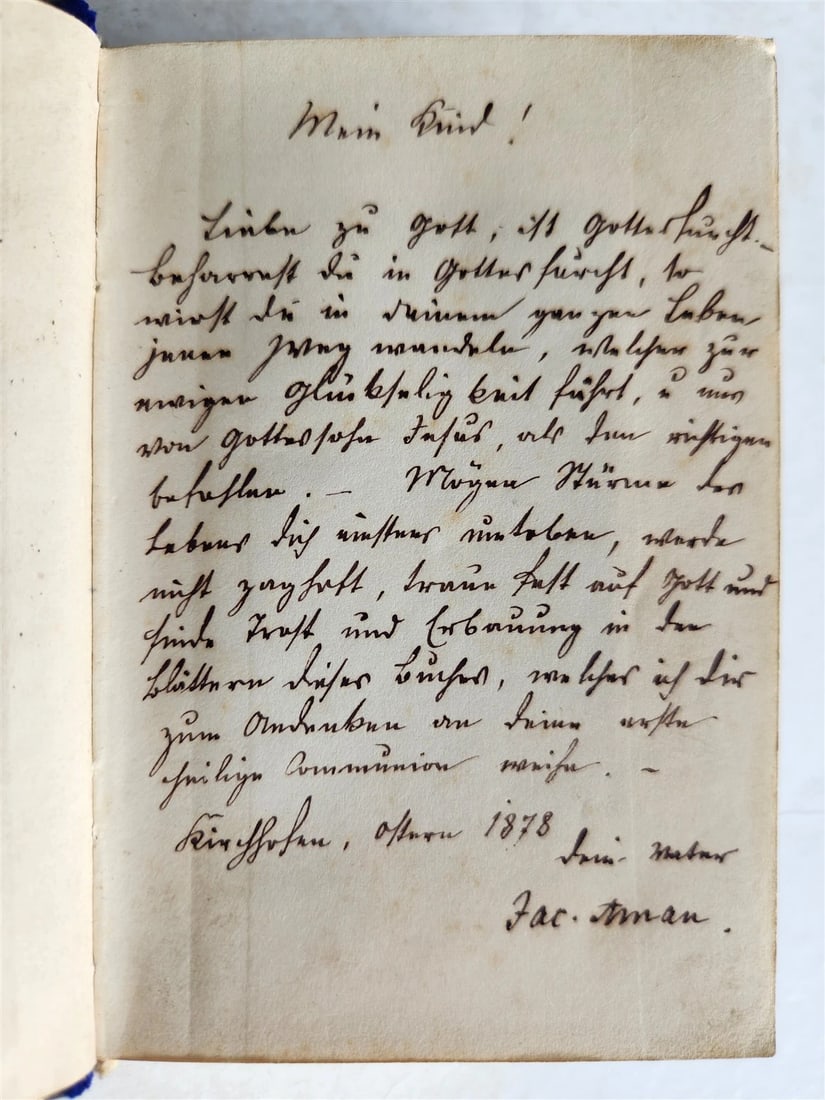 1876 PRAYER BOOK in GERMAN antique VELVET w/ SILVER EDGES BINDING - 8