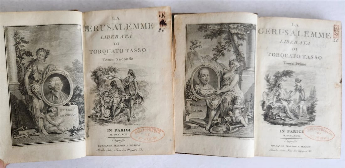 1792 GERUSALEMME LIBERATA by TORQUATO TASSO ITALIAN antique ILLUSTRATED 2 vols (1 of 20)