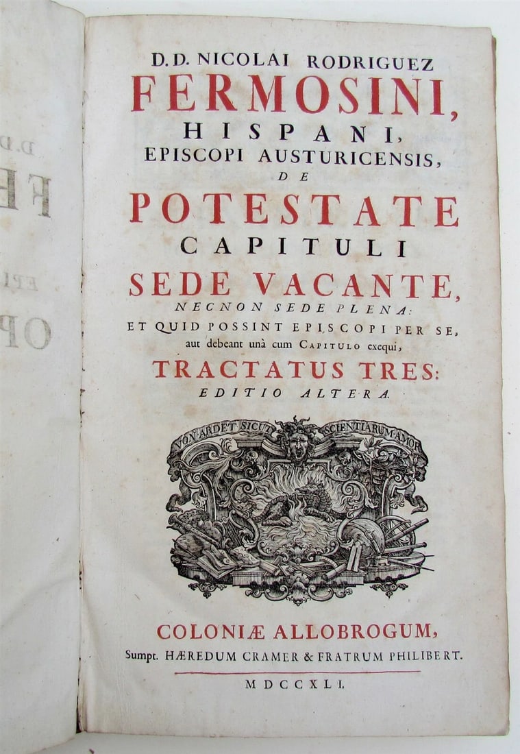 1741 VELLUM BOUND ANTIQUE FOLIO N. Fermosini HISPANI EPISCOPI POTESTATE CAPITULI - 3