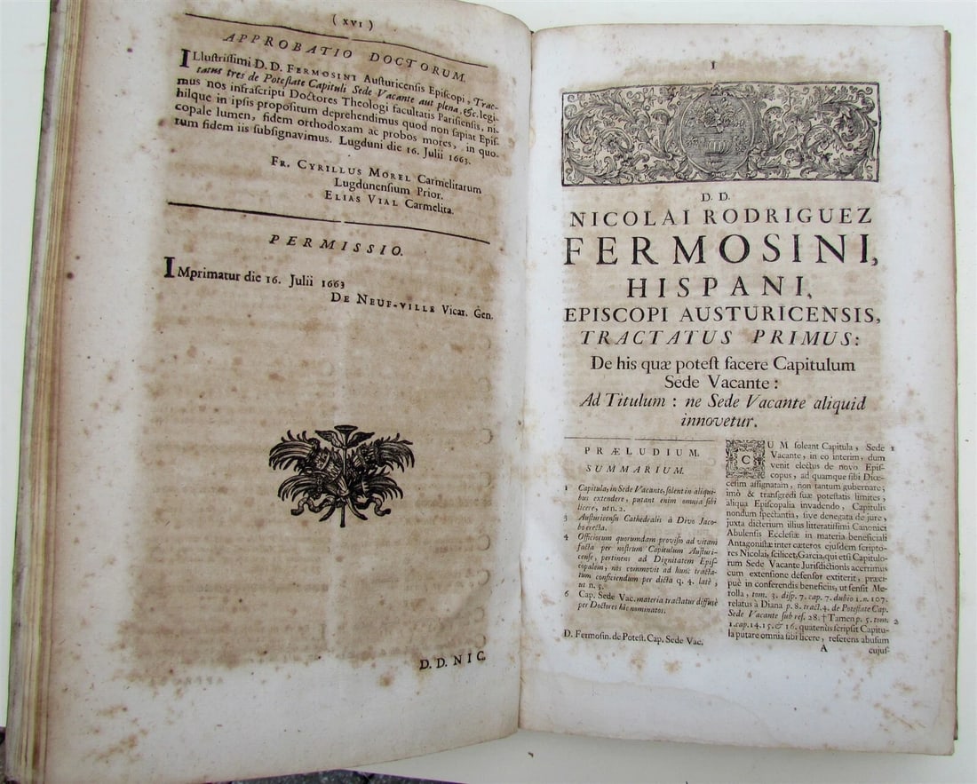 1741 VELLUM BOUND ANTIQUE FOLIO N. Fermosini HISPANI EPISCOPI POTESTATE CAPITULI - 7