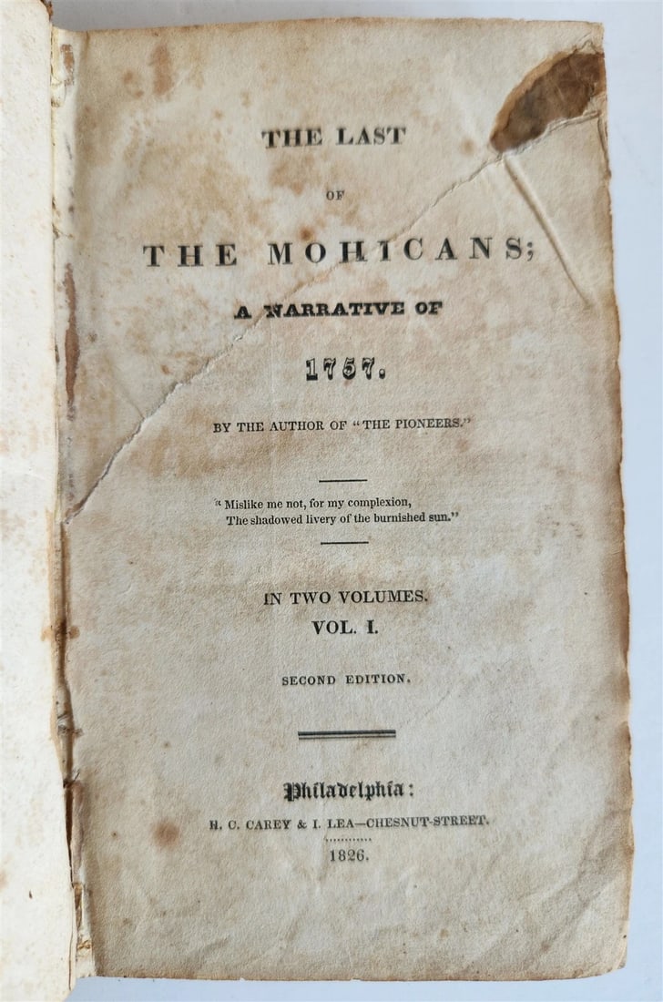 1826 LAST OF THE MOHICANS by JAMES FENIMORE COOPER antique - 2