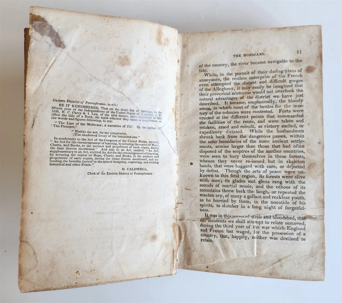 1826 LAST OF THE MOHICANS by JAMES FENIMORE COOPER antique - 6