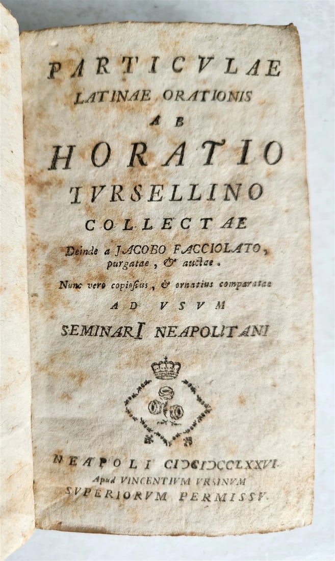 1776 LATIN ORATIONS by HORATIO TURSELLINO in ITALIAN antique VELLUM BINDING - 4