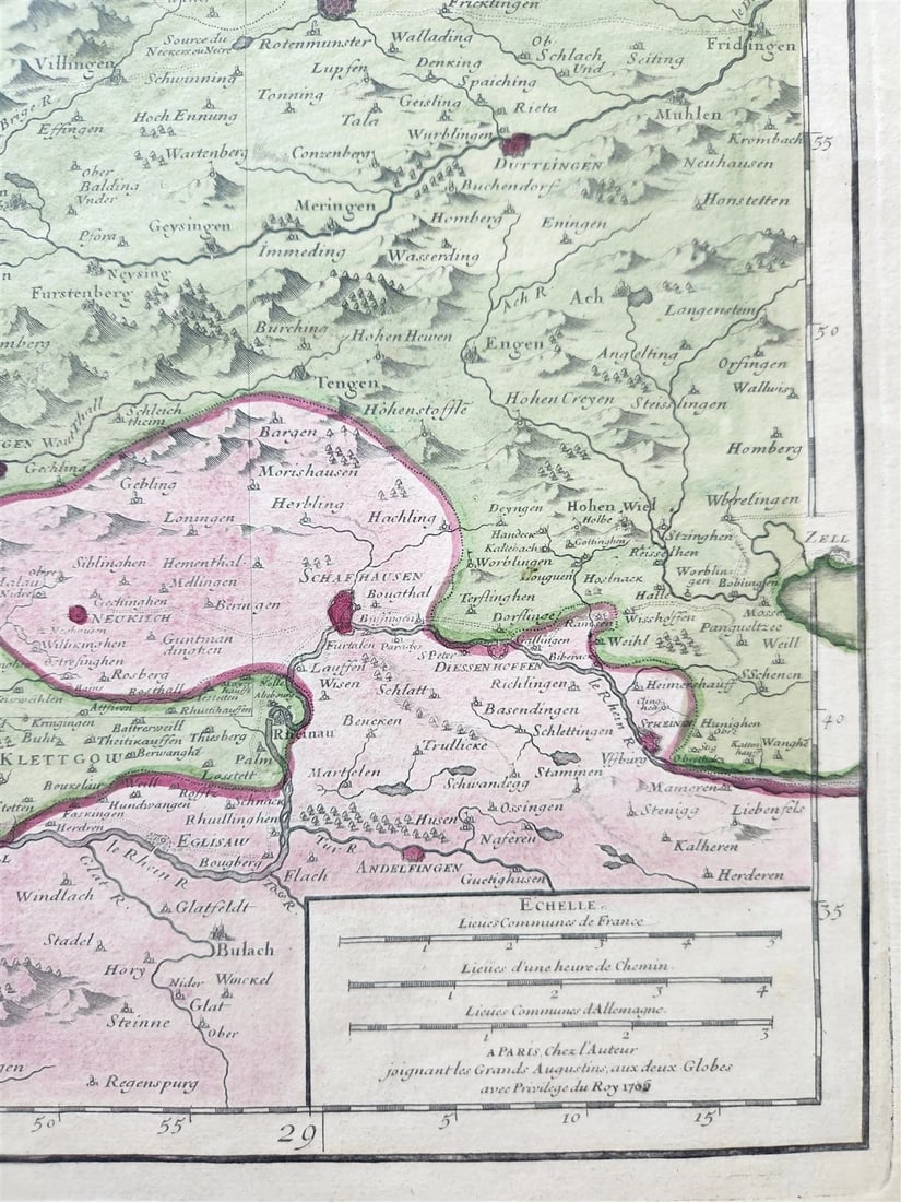 1706 ALSACE FRANCE antique MAP La Haute Alsace Le Suntgau Partie de L'Ortinau - 6