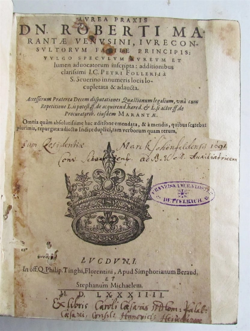 1584 LAW PRACTICE by Roberti Marante antique VELLUM BINDING 16th CENTURY - 2