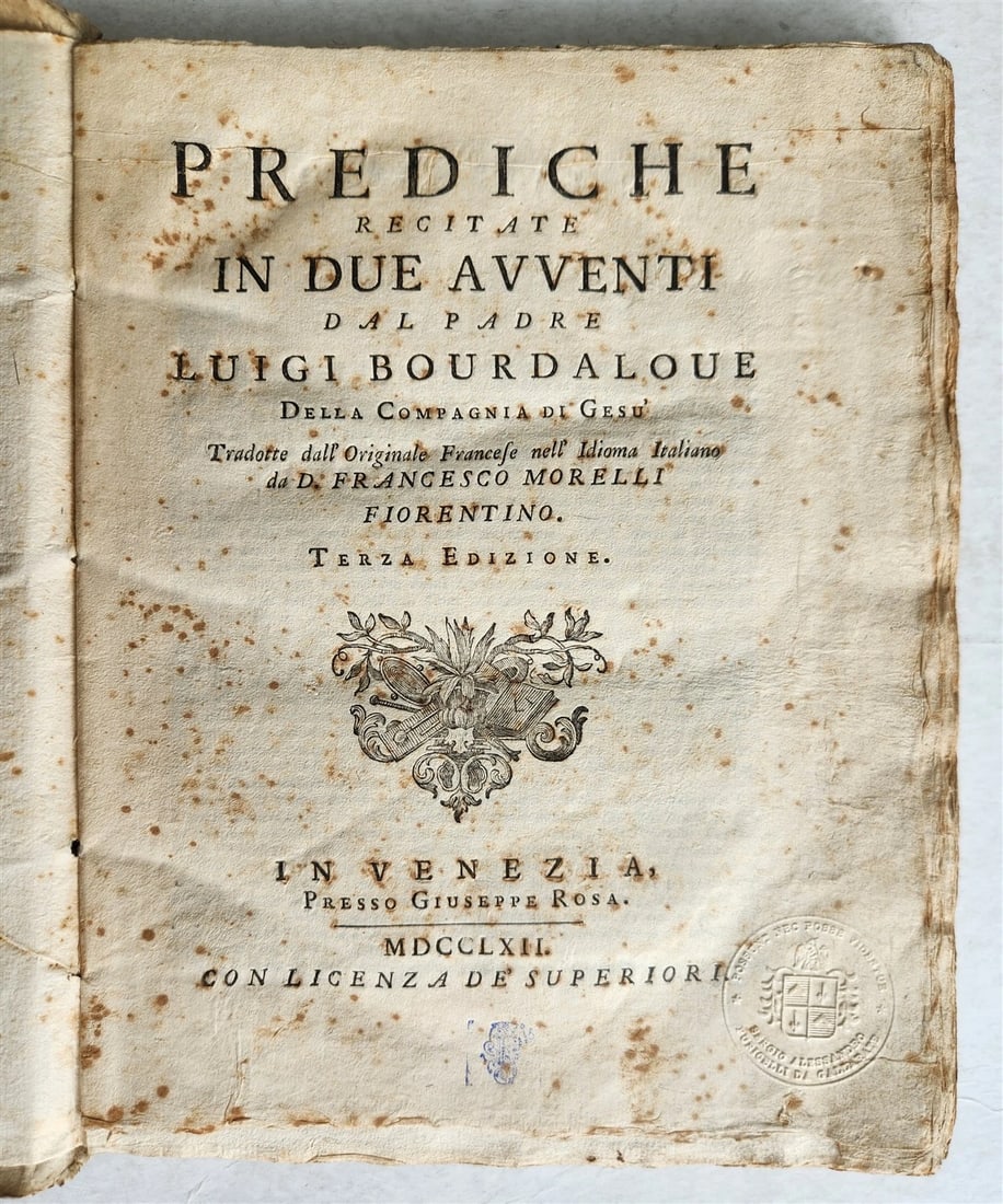 1762 PREDICHE RECITATE IN DUE AVVENTI dal Padre LUIGI BOURDALOUE antique (1 of 6)