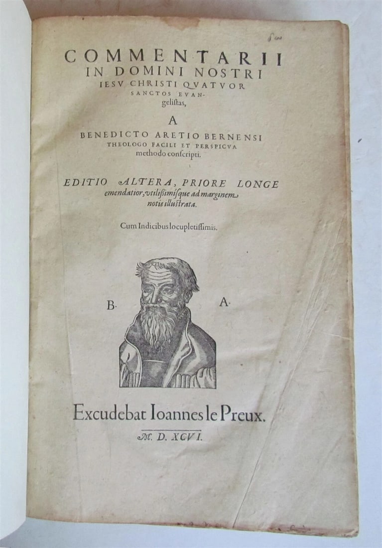 1596 BIBLE GOSPEL COMMENTARY by Benedict Aretius antique 16th CENTURY FOLIO (1 of 7)