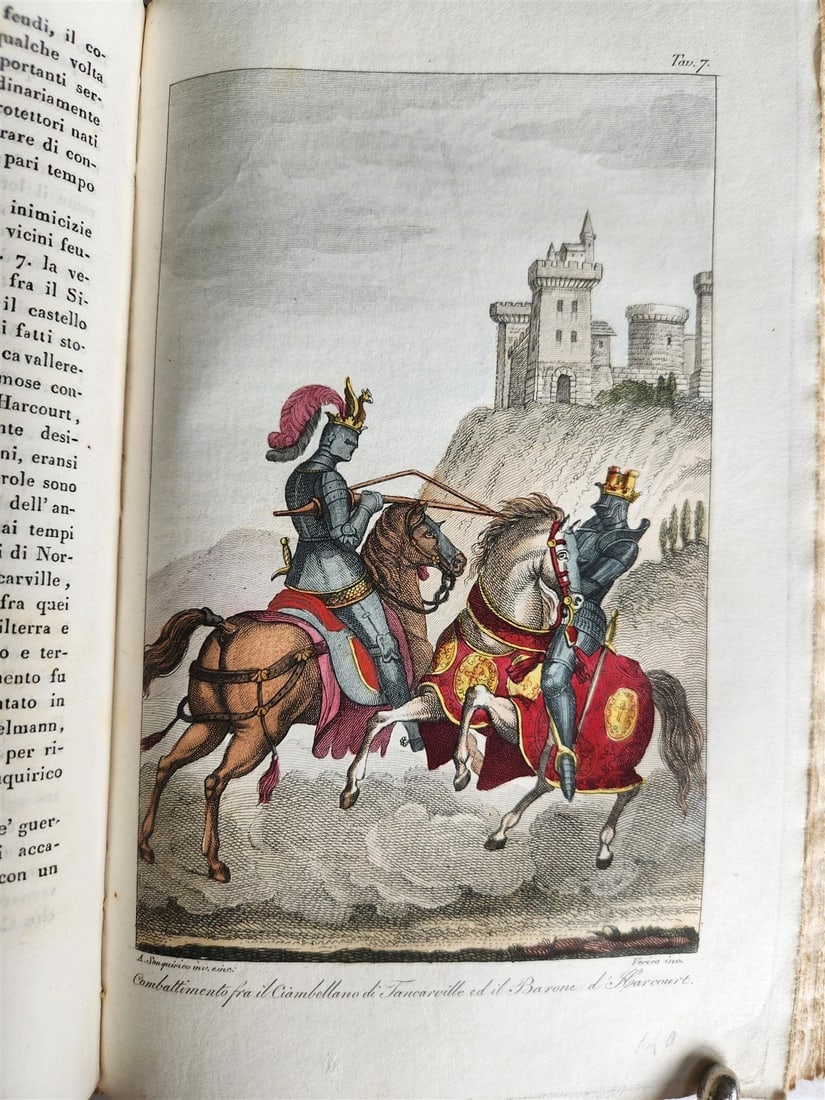 1830 ILLUSTRATED HISTORY of CAVALRY CHIVALRY antique in ITALIAN - 2