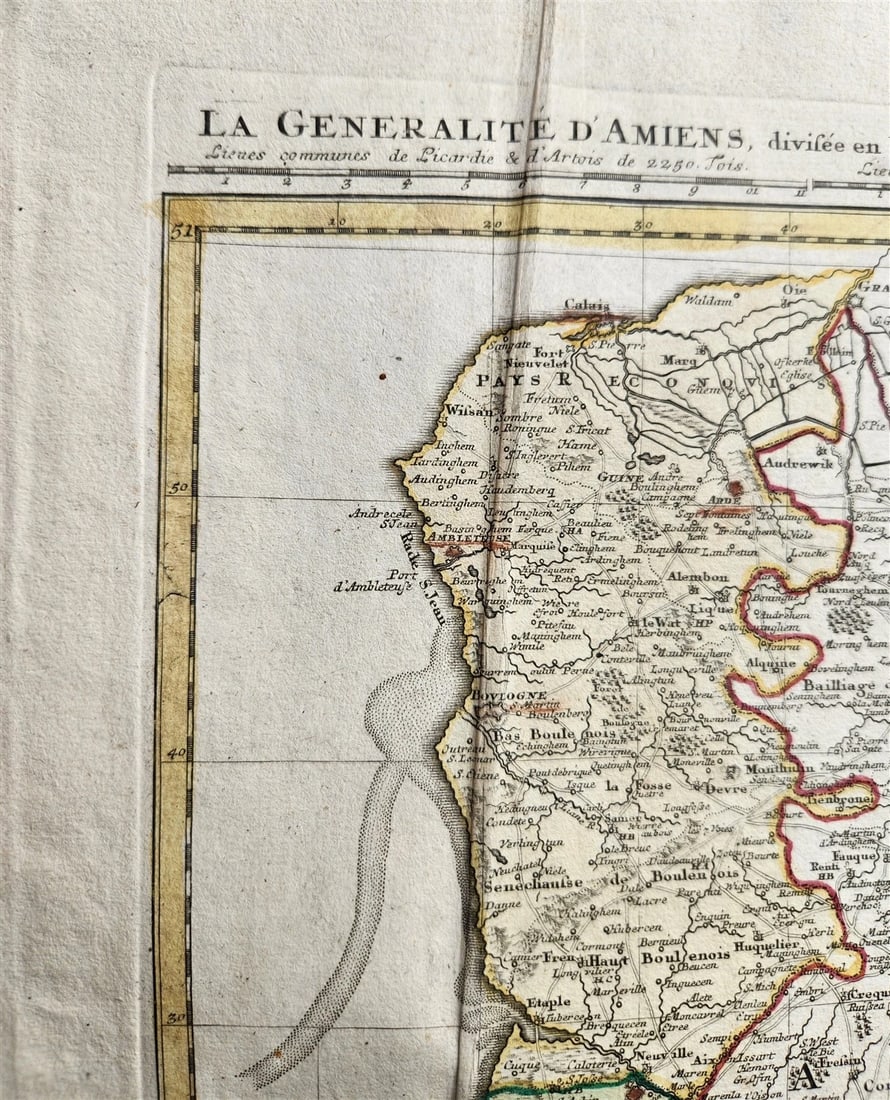 1746 PICARDIE FRANCE antique MAP Pas-de-Calais by Homann - 7