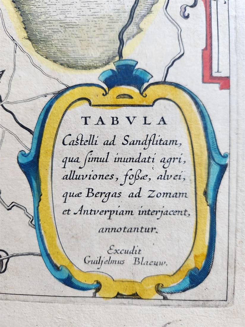 1640 Brabant Leuven BELGIUM MAP by WILLEM BLAEU antique AUTHENTIC hand colored - 3