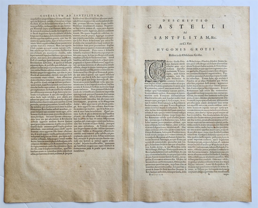 1640 Brabant Leuven BELGIUM MAP by WILLEM BLAEU antique AUTHENTIC hand colored - 5