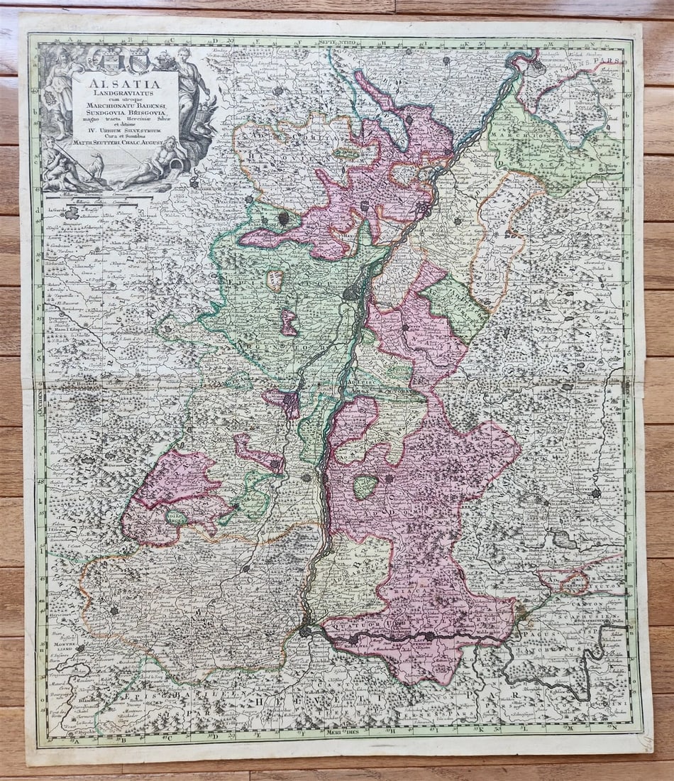 1740s ALSACE FRANCE antique MAP Alsatia Landgraviatus cum Suntgoia et Brisgoia - 2
