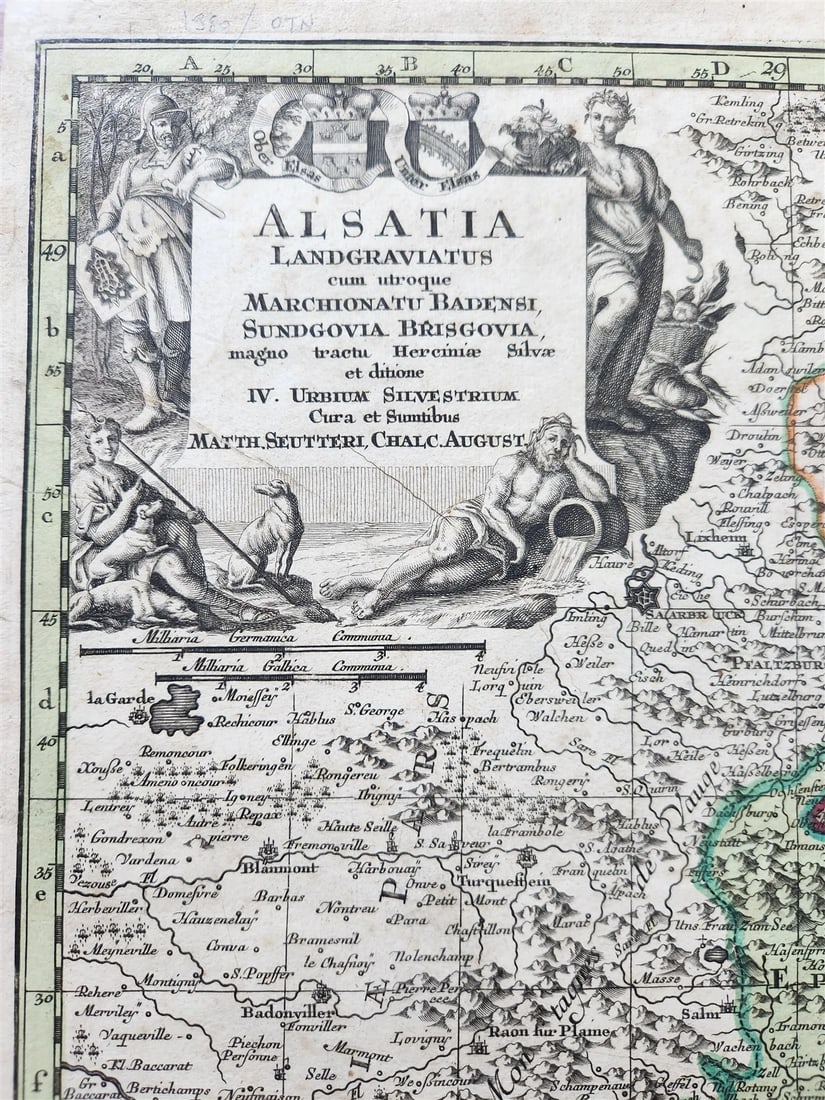1740s ALSACE FRANCE antique MAP Alsatia Landgraviatus cum Suntgoia et Brisgoia - 3