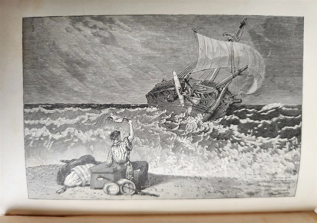 1868 THE PIRATE and THE THREE CUTTERS by Captain Marryatt ILLUSTRATED antique - 4