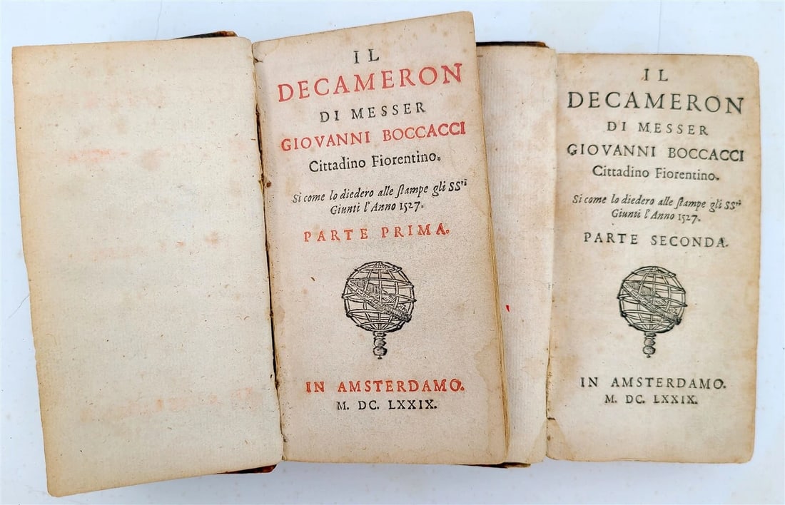 1679 DECAMERON by GIOVANNI BOCCACCIO 2 VOLUMES antique (1 of 5)