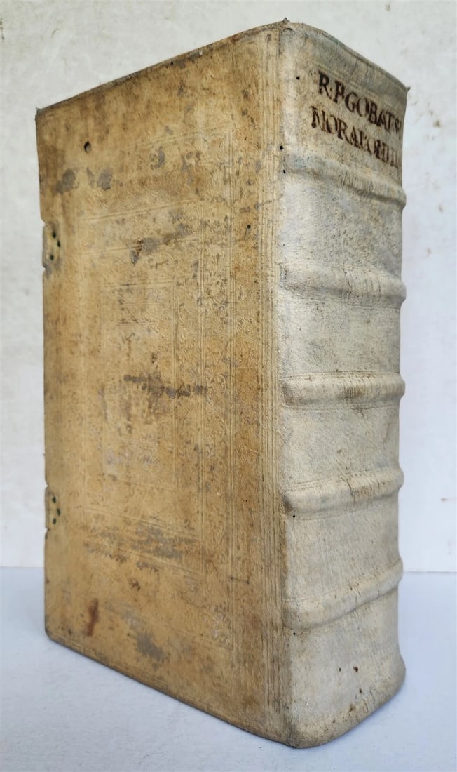 1700 THEOLOGY by GEORII GOBAT antique BLIND-STAMPED PIGSKIN BOUND FOLIO w/CLASPS (1 of 16)
