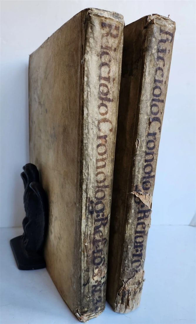 1669 CHRONOLOGIAE REFORMATAE by ASTRONOMER G. Riccioli antique 2 VELLUM FOLIOS (1 of 11)