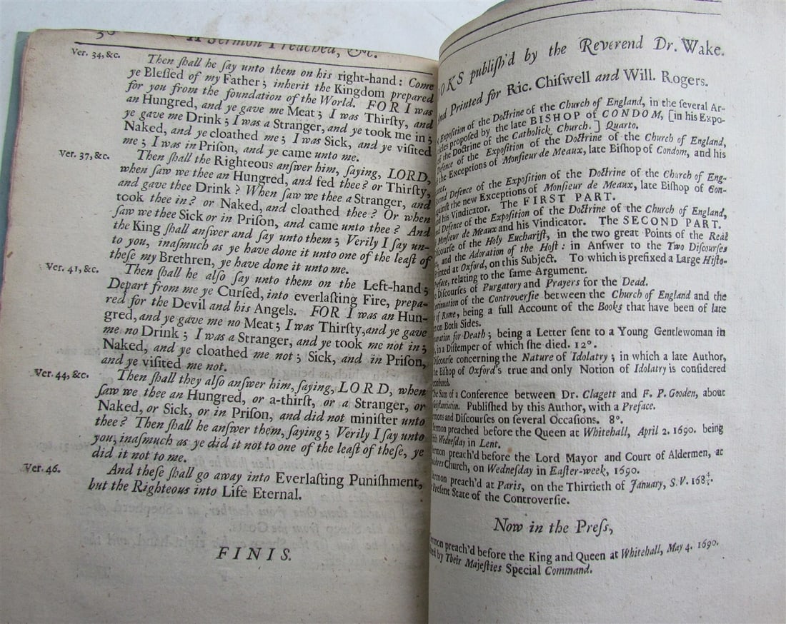 1690 Dr. Wake's SERMON at SEPULCHRES CHURCH before LORD MAYOR antique in ENGLISH - 4