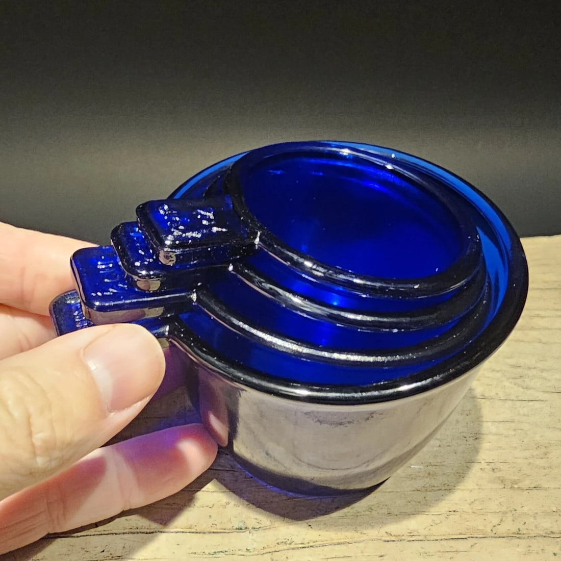 Cobalt Blue Depression Glass 4pc Measuring Cup Set - 2