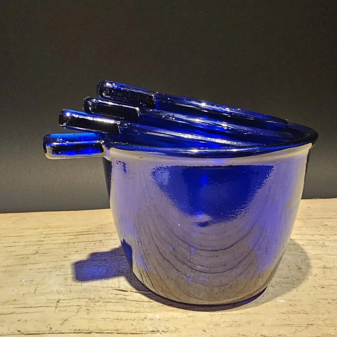 Cobalt Blue Depression Glass 4pc Measuring Cup Set - 3