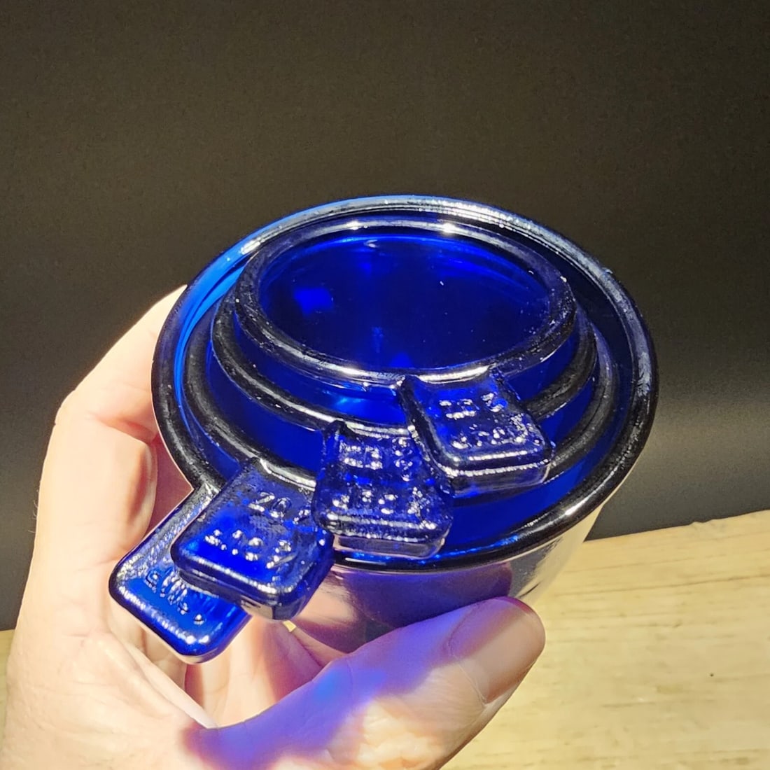Cobalt Blue Depression Glass 4pc Measuring Cup Set - 4