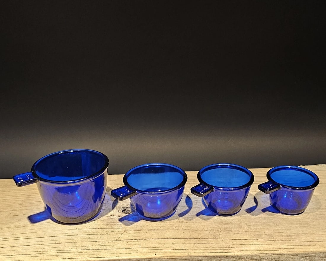 Cobalt Blue Depression Glass 4pc Measuring Cup Set - 6