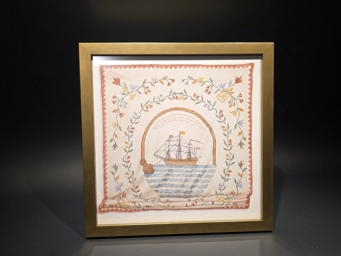 12x12 Wood Framed Ship Sampler PRINT - 12