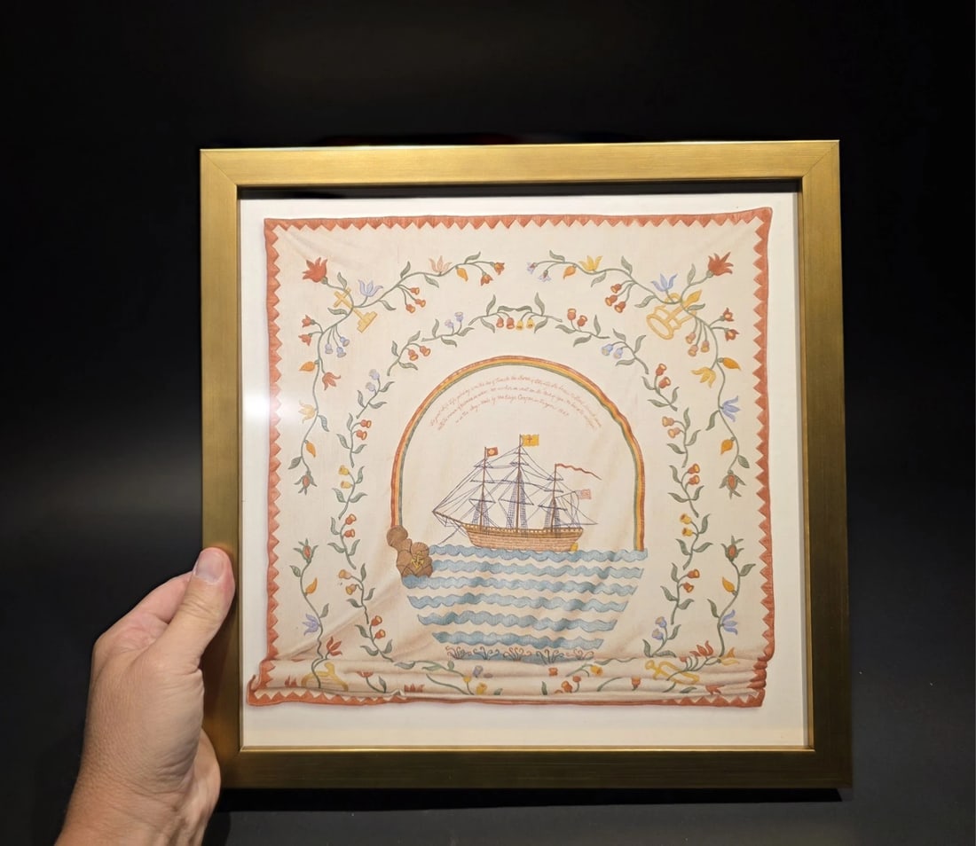 12x12 Wood Framed Ship Sampler PRINT - 2